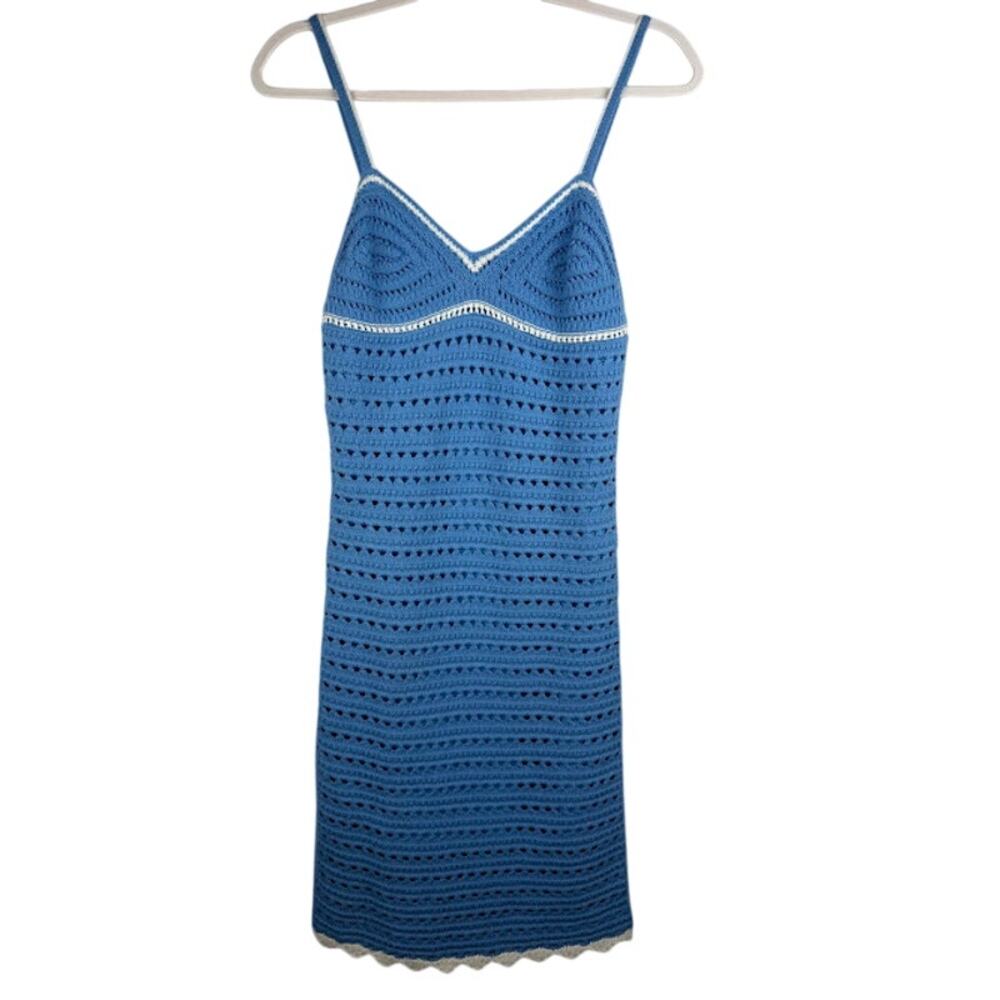 Willow & Wind Crochet Knit Slip Dress Blue Azure Lined Women’s‎ S NWT $90 Retail